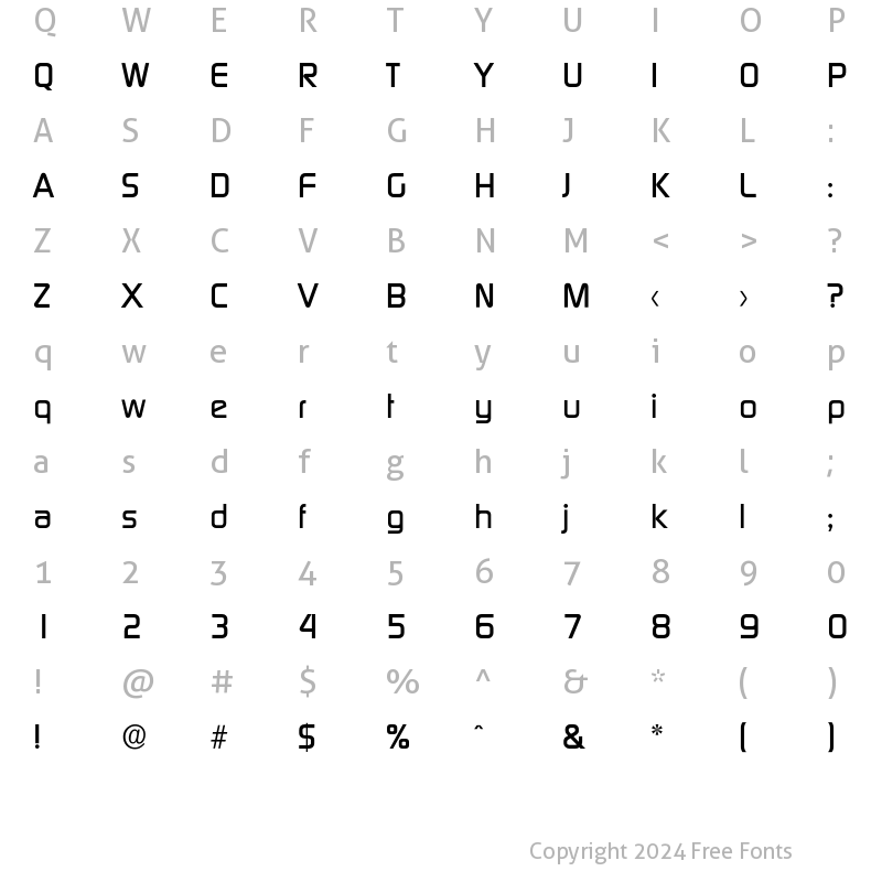 Character Map of Digital-Medium Regular