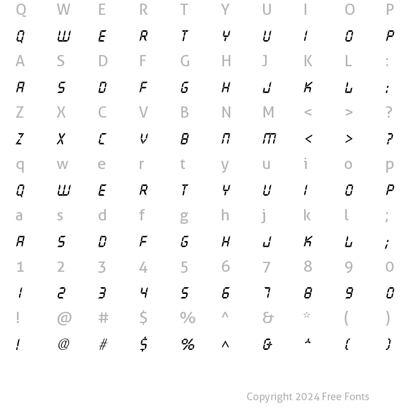 Character Map of Digital SF Italic