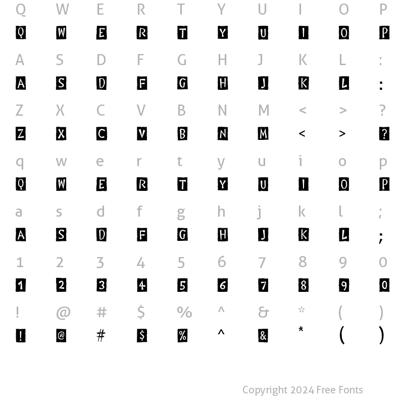 Character Map of Digital Woodcuts ITC Std Black