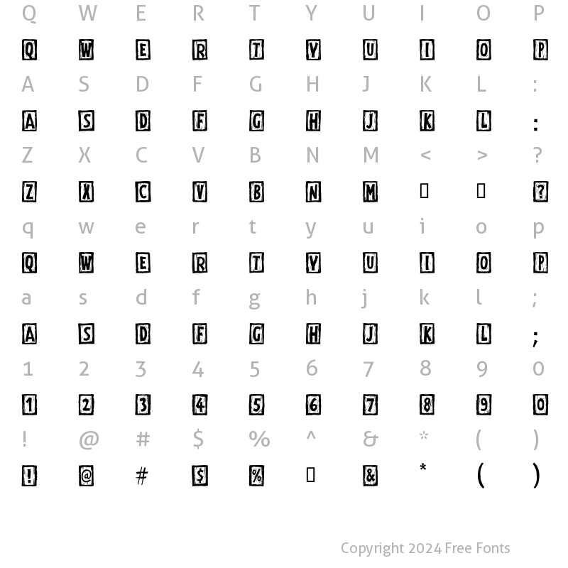 Character Map of Digital Woodcuts Open ITC TT Regular