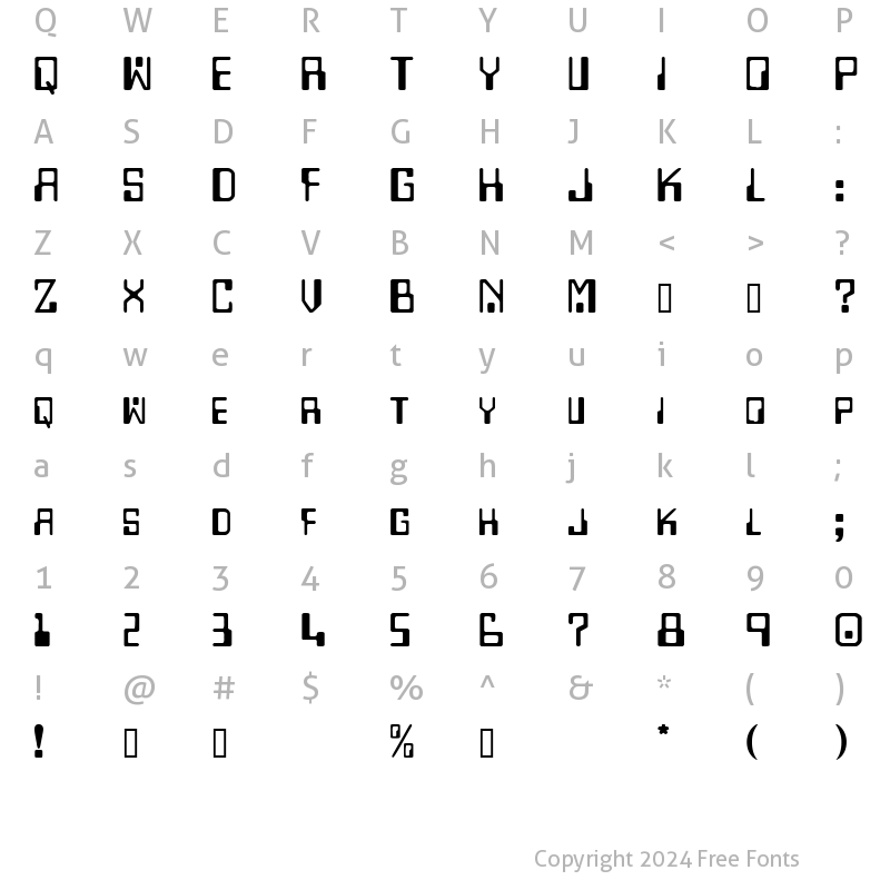 Character Map of DigitalMachine Regular