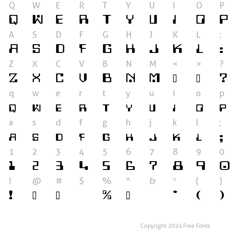 Character Map of DigitalMachineExtended Regular