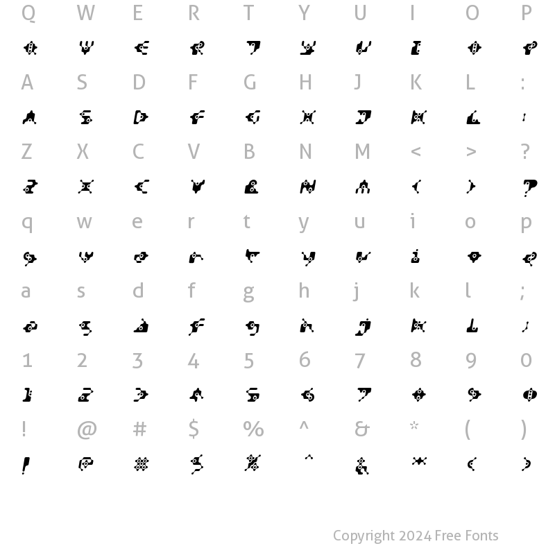 Character Map of DigitalWaste Oblique