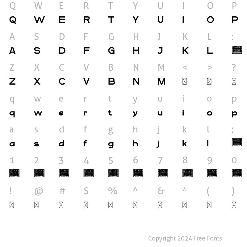 Character Map of Digofa Reg Personal