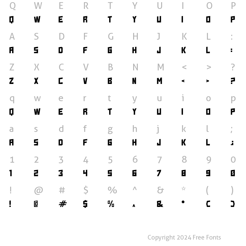 Character Map of DILIGENT SOUL Black