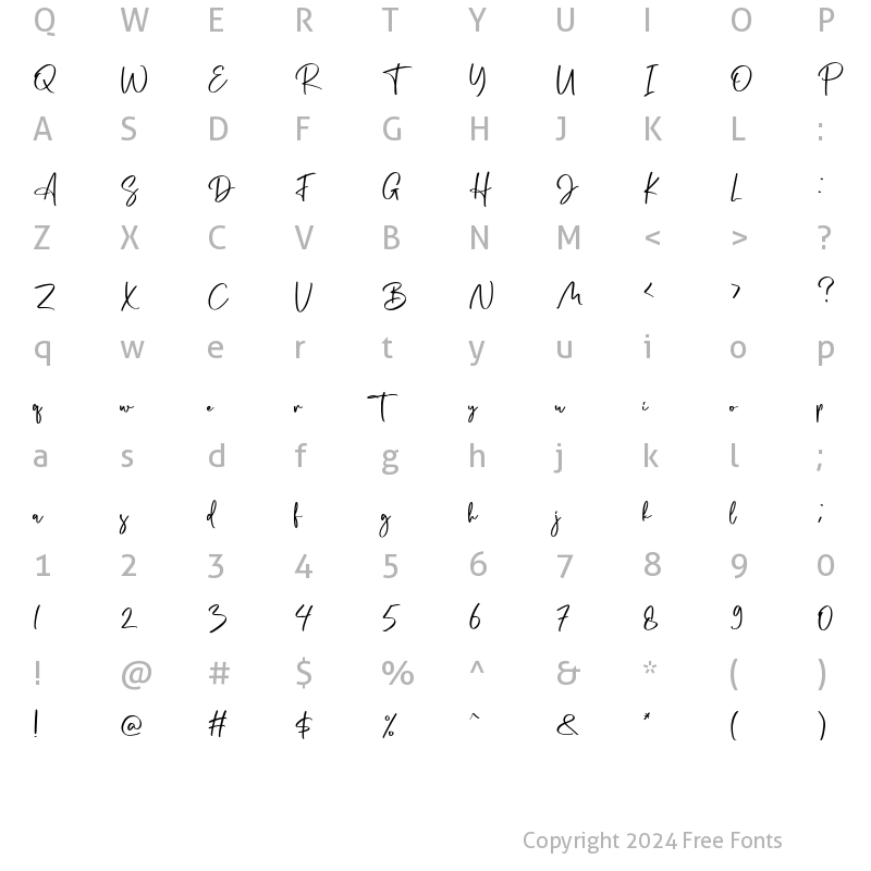 Character Map of Dillnation Regular