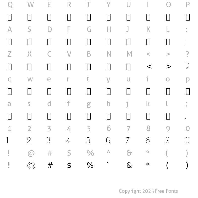 Character Map of Dima Bahman Ultra Light