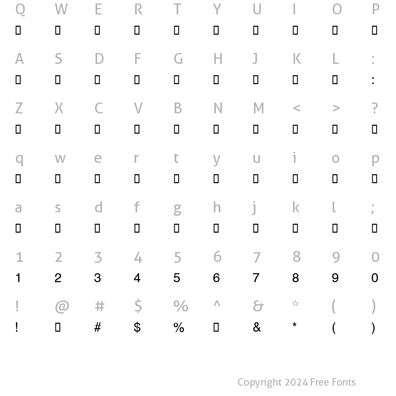 Character Map of Dima Fantasy Regular