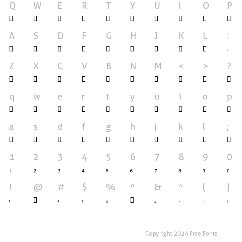 Character Map of Dima Fantasy2 Regular