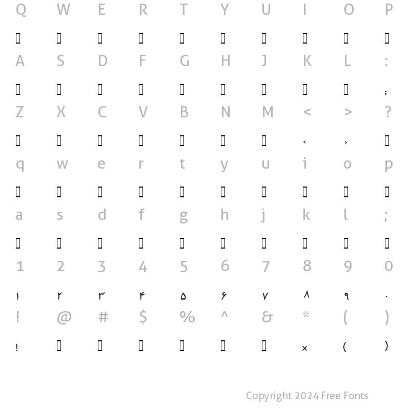 Character Map of Dima Nastaligh Tahriri regular