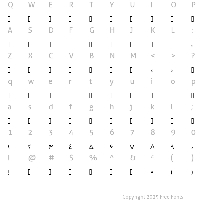 Character Map of DimaShekari regular