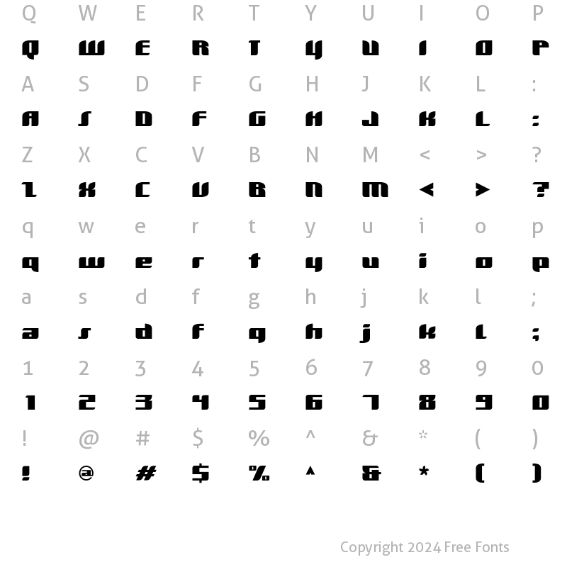 Character Map of Dimentia Wide Regular