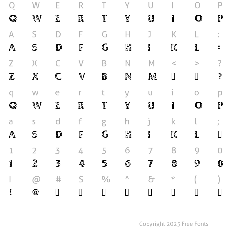 Character Map of Dimestore Hooker Regular