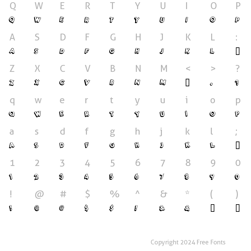 Character Map of DimWitGauche Regular