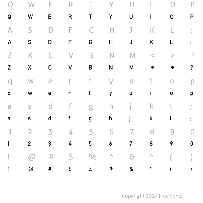 Character Map of DIN Mittelschrift Mittelschrift