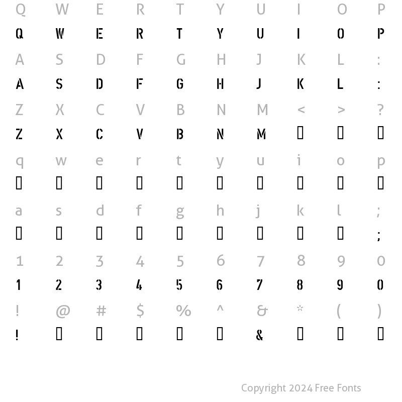 Character Map of DIN Schablonierschrift Regular