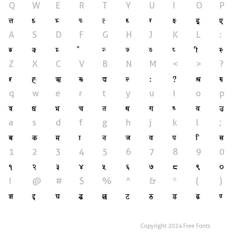 Character Map of DINA FAT Normal