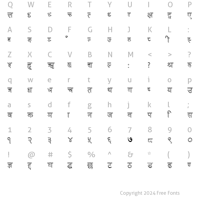 Character Map of DINA20 NORMAL