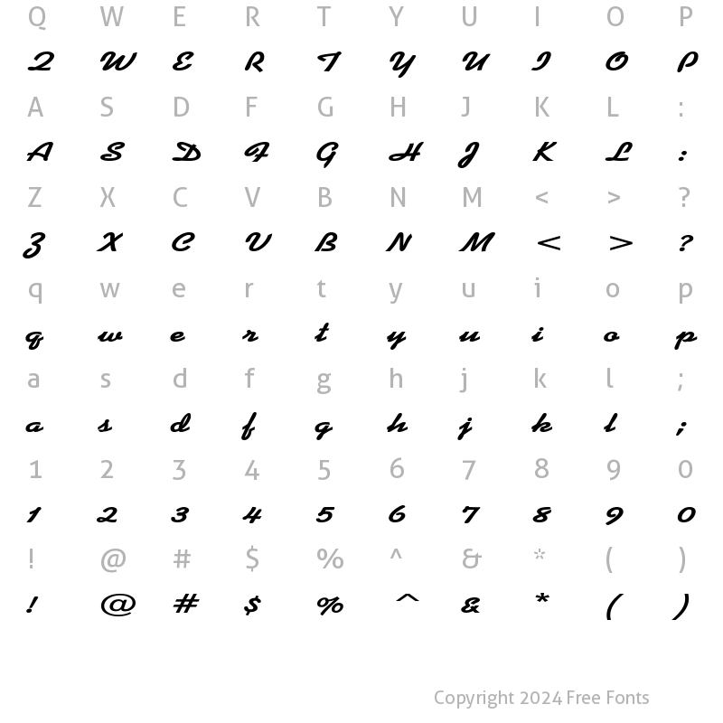 Character Map of DinerScriptExtended Bold