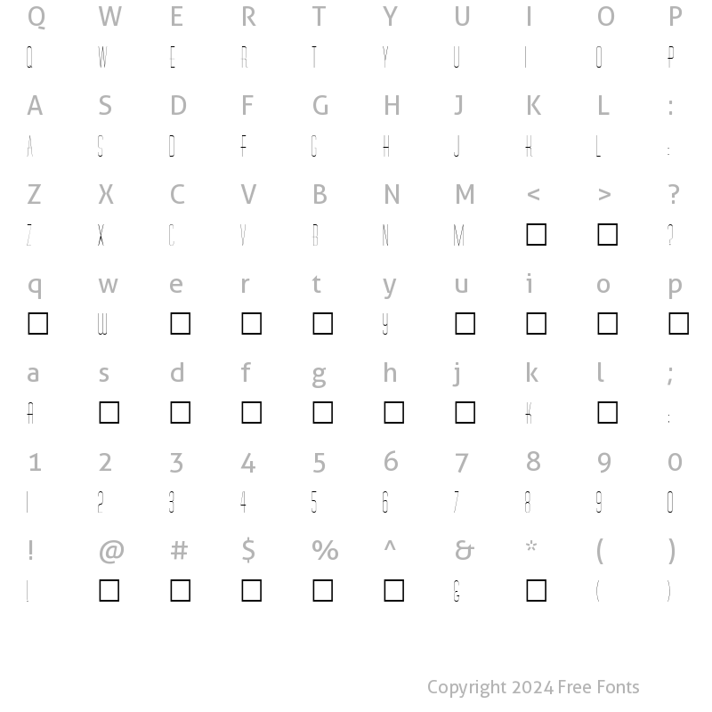 Character Map of DinerSkinny Regular