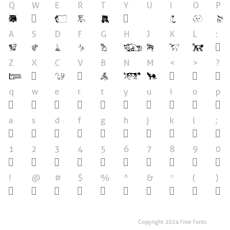 Character Map of Dingbat Cats 2 Normal