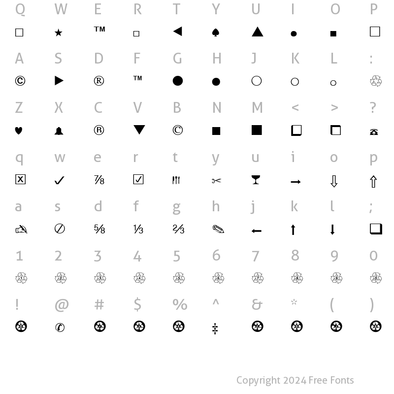 Character Map of Dingbats Normal