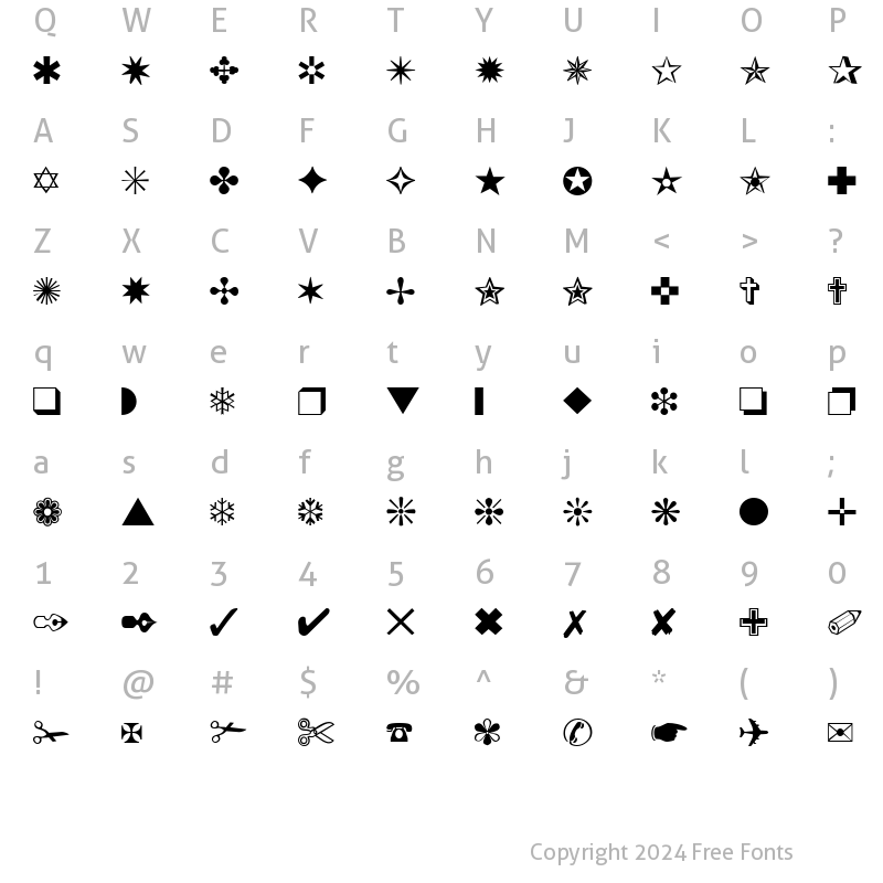 Character Map of DingbatsOne Regular