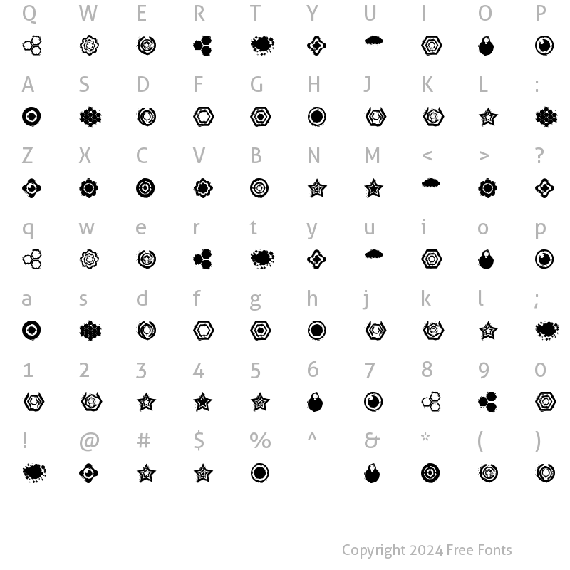 Character Map of Dingbatz Formz 2 DSG Regular