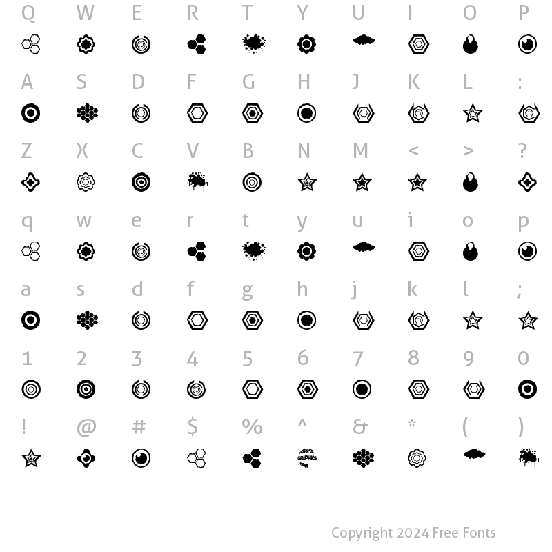 Character Map of Dingbatz Formz DSG Regular