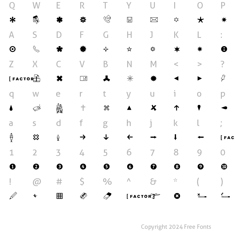 Character Map of Dingbests-Regular Regular