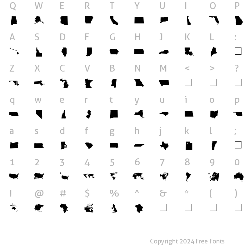 Character Map of DingMaps Normal