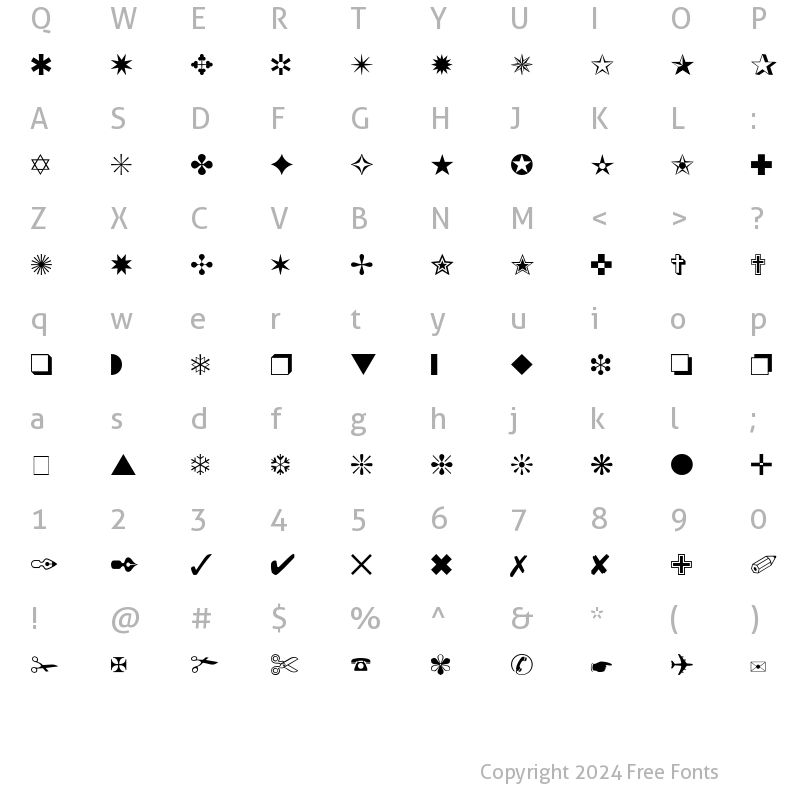 Character Map of Dingthings 4 N