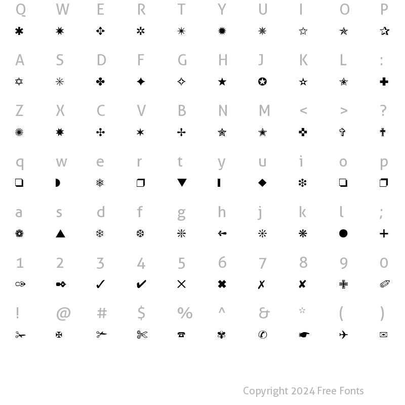 Character Map of Dingthings3 Normal