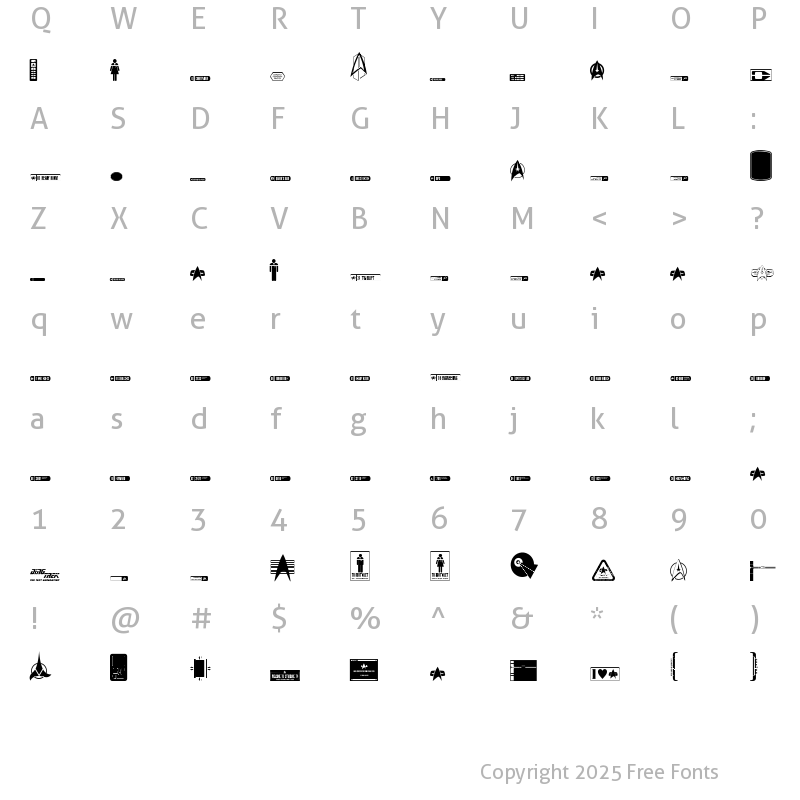 Character Map of DingTrek Regular