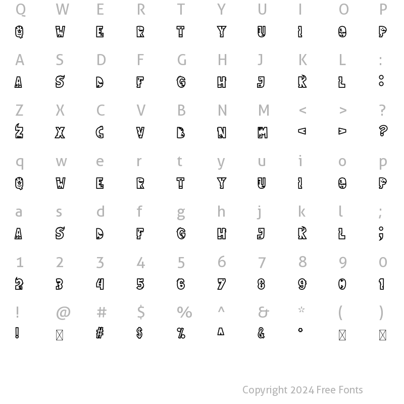 Character Map of Dinkebilo Dino-Outline