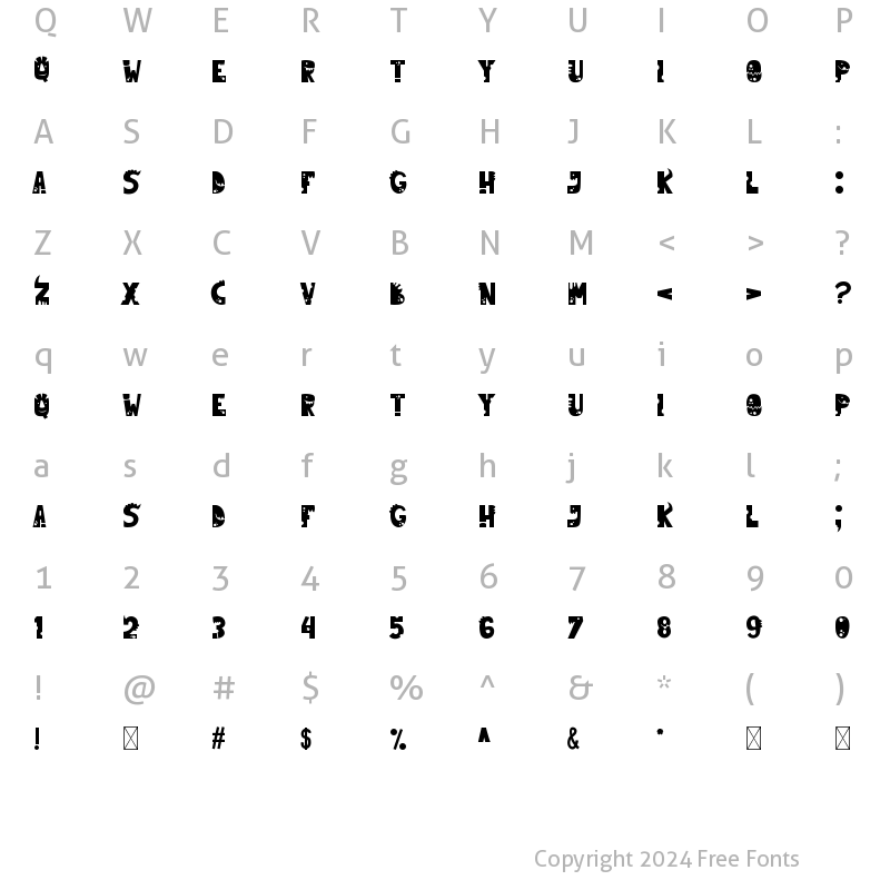 Character Map of Dinkebilo Dino-Regular