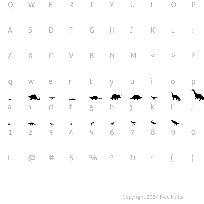 Character Map of Dinomania Regular