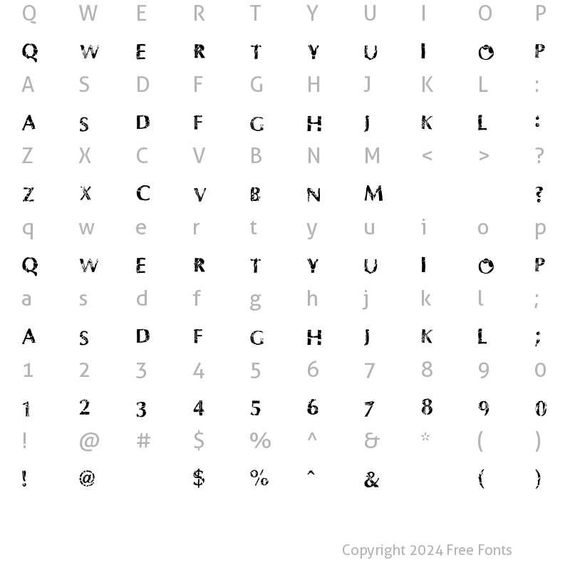 Character Map of Dinosaur FontasaurusText Regular