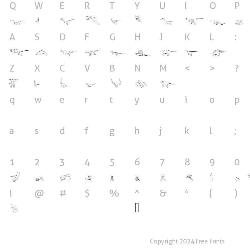 Character Map of Dinosaur Outline