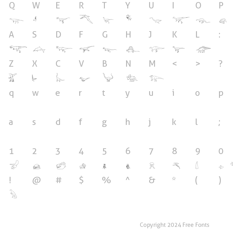 Character Map of Dinosaur Outline Regular