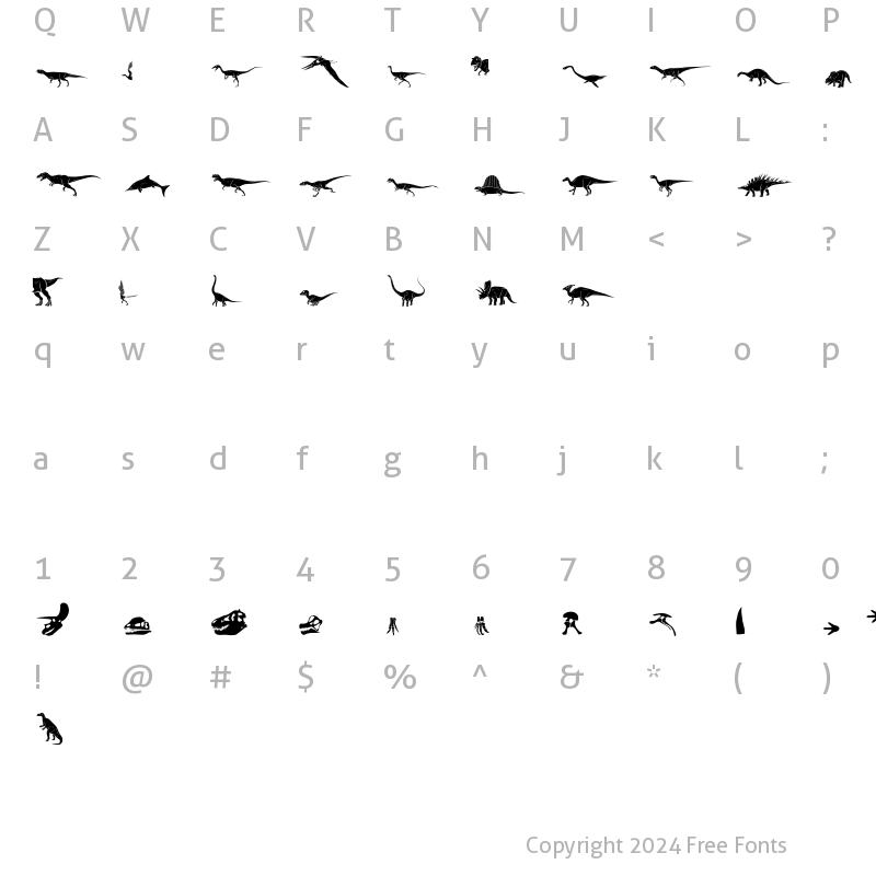 Character Map of Dinosaur Solid Regular