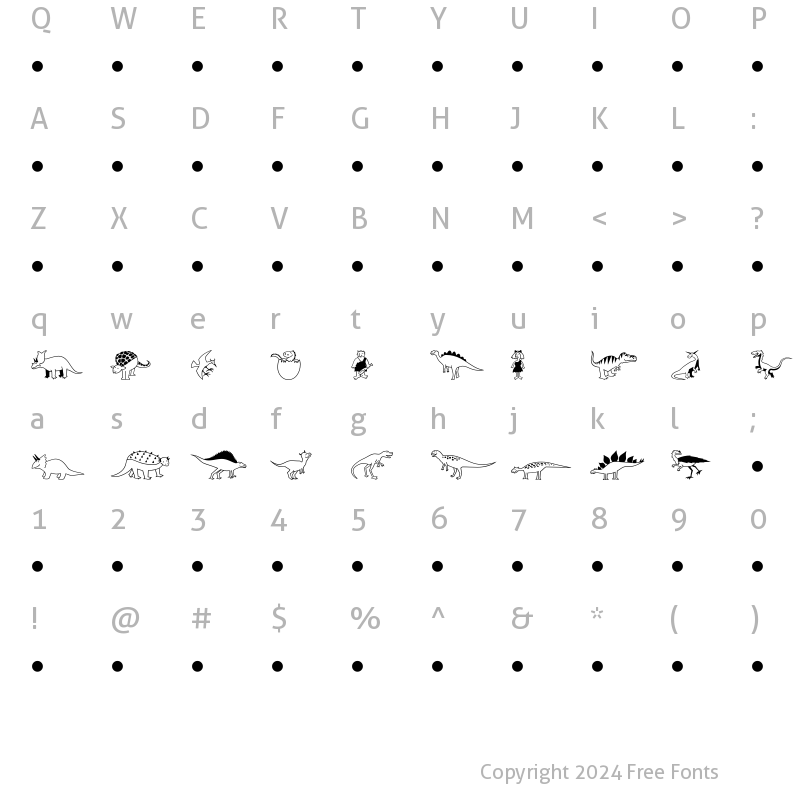 Character Map of Dinosaurs MT Regular