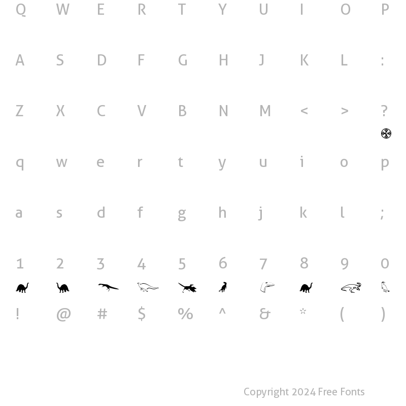 Character Map of DinosoType (Unregistered) Regular