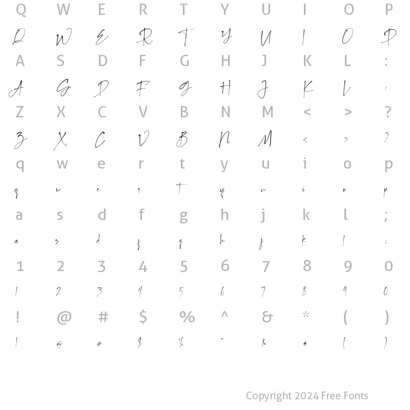 Character Map of Diora Sunbright - Signature Regular