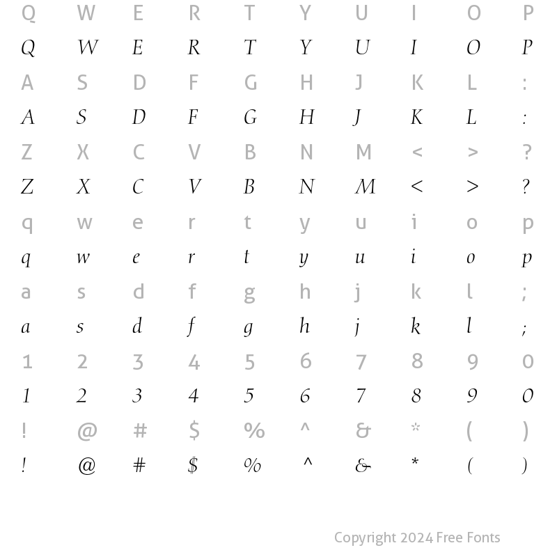 Character Map of Diotima BQ Regular