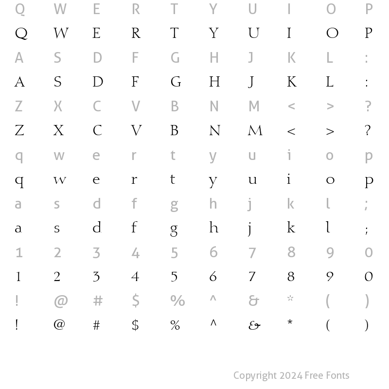 Character Map of Diotima LT Roman Regular