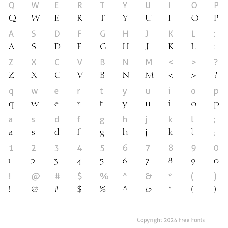 Character Map of DiotimaRomanOldstyleFigures Roman