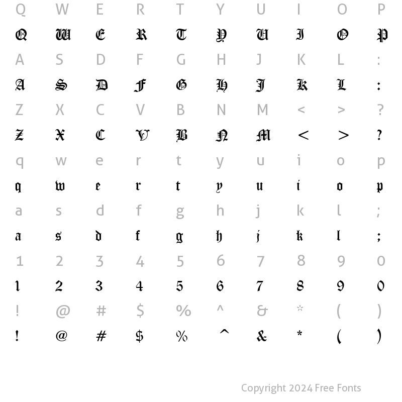 Character Map of Diploma Regular