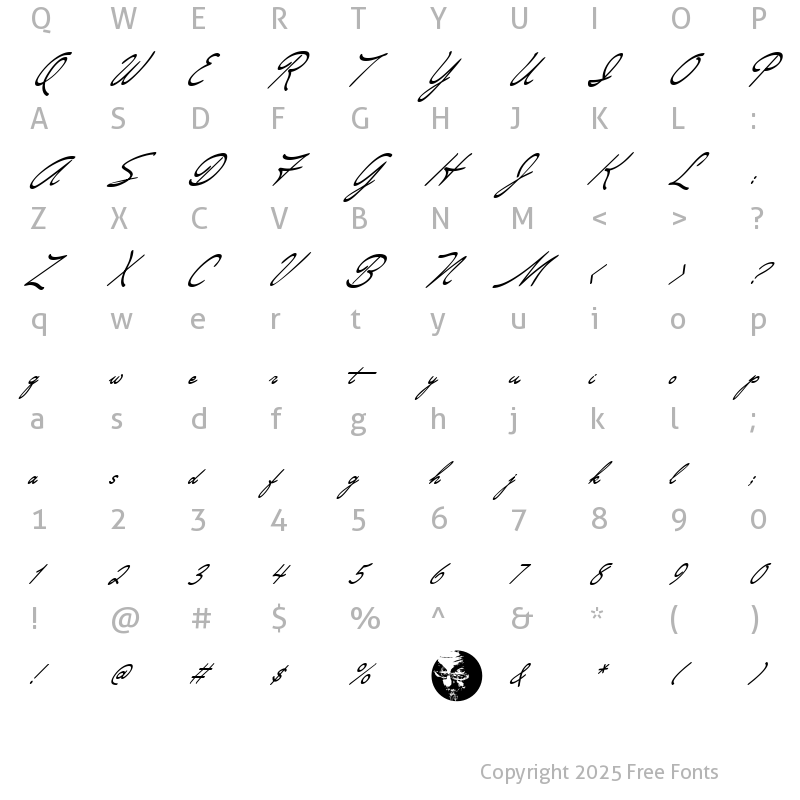 Character Map of Directors ScriptBig Caps Regular