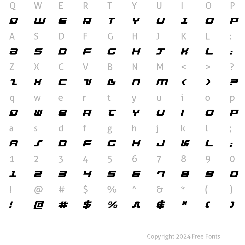 Character Map of Direktor Expanded Italic Italic